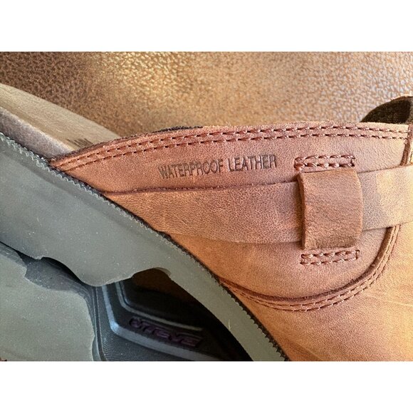 TEVA DELAVINA LEATHER BROWN WOMENS SLIP ON BUCKLE MULE CLOG SHOES SIZE 7.5 - Picture 7 of 11